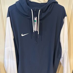 Nike L/S Hoodie 1/4 Zip Pullover - XL - Navy/White